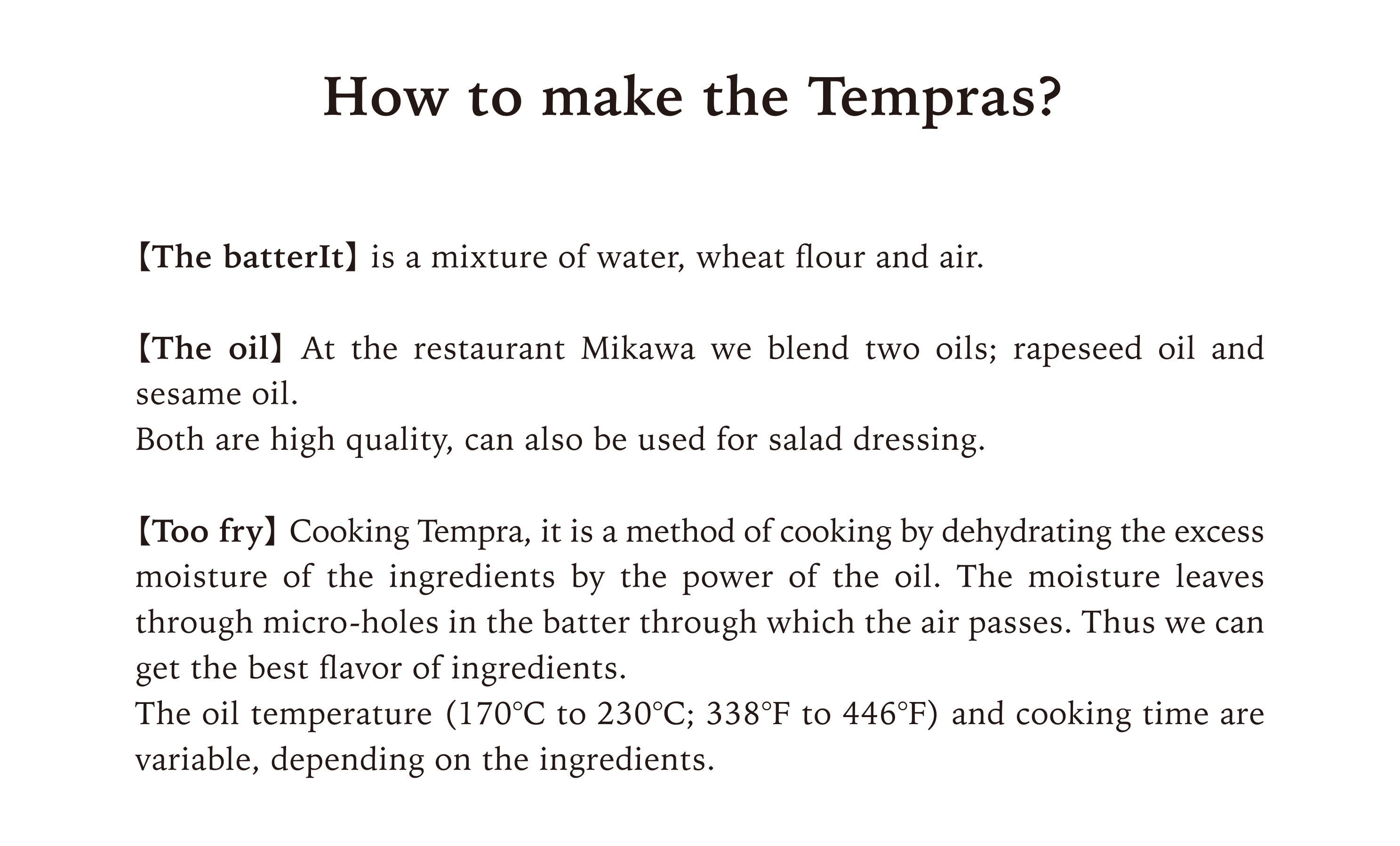 How to make the Tempras? 