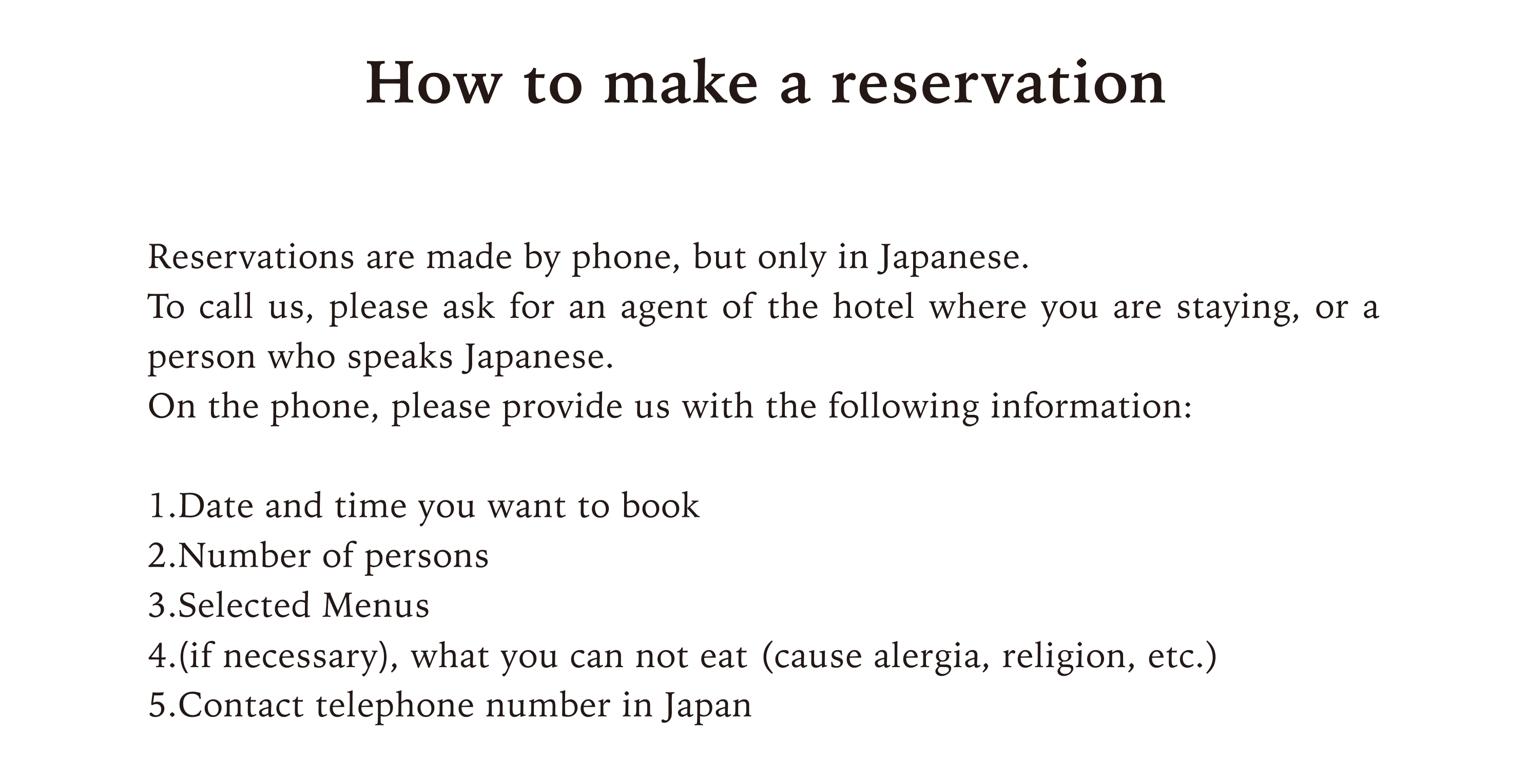 How to make a reservation